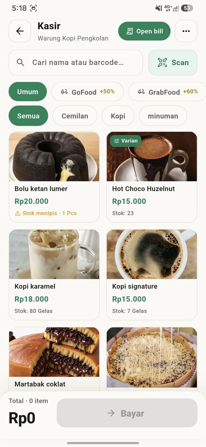 Pilih produk, keranjang terisi