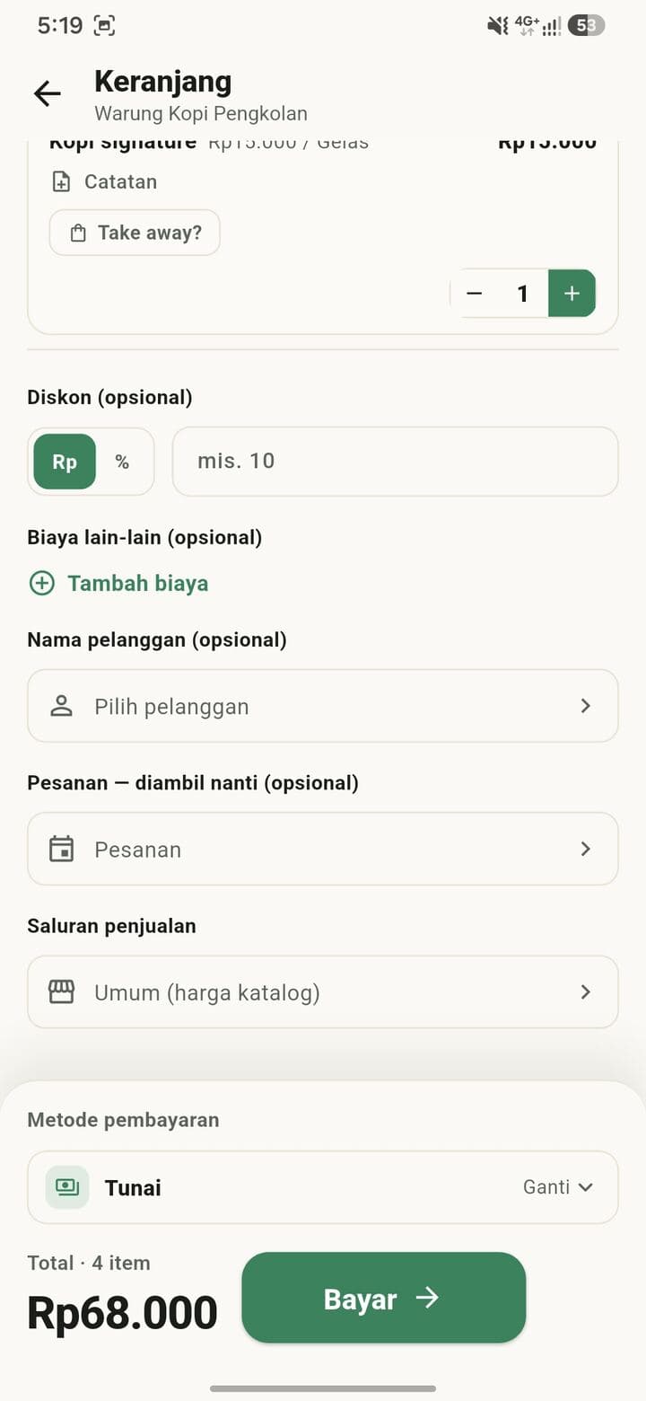 Diskon, biaya lain, dan pelanggan